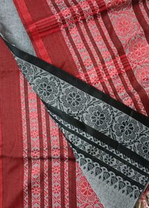 84)Beautiful Red &amp; Grey Begumpuri Saree