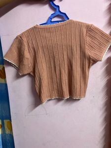 Cute Pink Ribbed Crop Top