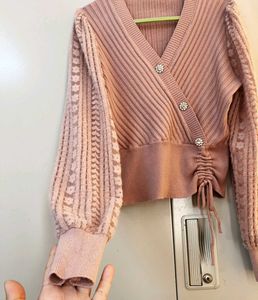 Pink Knitted Wrap Top