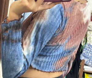 Tie-Dye Ribbed Long Sleeve Top