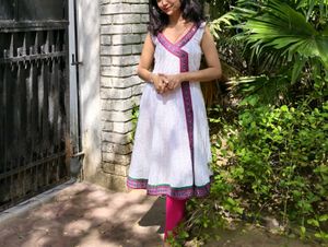 White Cotton Kurti Dress