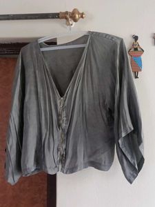 Elegant Grey Open Front Kimono
