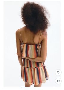 Tiered Ruffle Rainbow Striped Cami Top