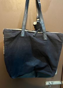 Boho Textured Tote Bag with Tassel