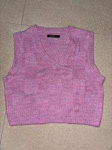 Pink V-Neck Sweater Vest