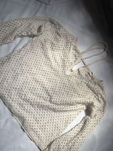 Cream Crochet Long Sleeve Top