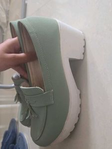 Mint Green Tassel Platform Loafers