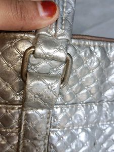 Big Size Silver Quilted Tote Bag