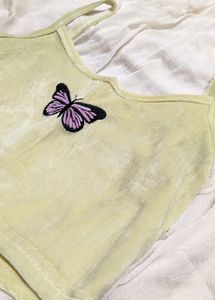 SHEIN Yellow Butterfly Top