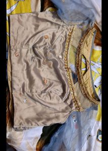 Grey &amp; Gold Stitched Heavy Worked Lehenga