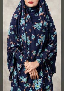 Navy Blue Floral Prayer hijab