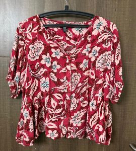 Boho Floral Print Peplum Top