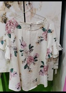 Floral Print Ruffle Sleeve Top