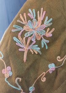 Embroidered Olive Green Kaftan Top