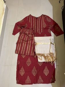 Maroon Kurta with Gold Print