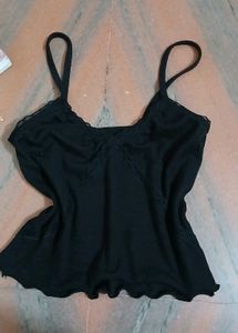 Black Lace Trim Camisole Top
