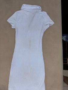 Ribbed Polo Neck Mini Dress