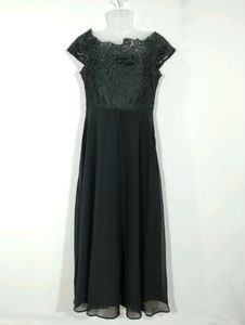 Elegant Black Lace Top Maxi Dress