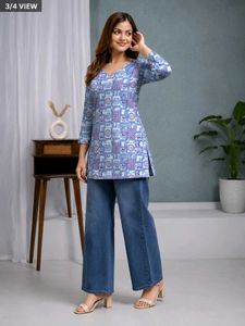 Stylish Blue Printed Kurta