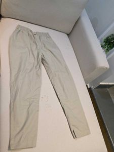Casual Beige Elastic Waist Pants