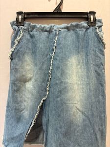Distressed Denim Asymmetrical Skirt