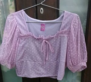 Athena Lavender Polka Dot Top - New - XL
