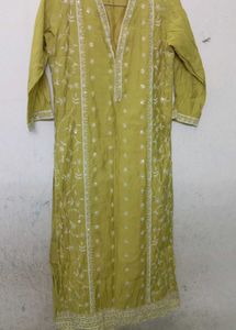 Lime Green Embroidered Kurta Set