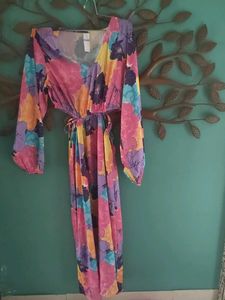 Vibrant Floral Cut-Out Maxi Dress