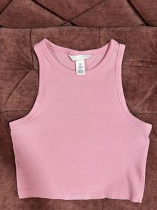 Barely Used - Pink Ribbed Cropped Tank Top