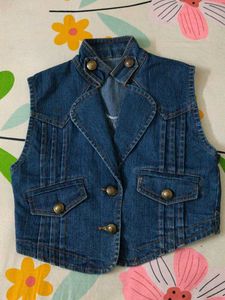 Denim Vest with Button Details