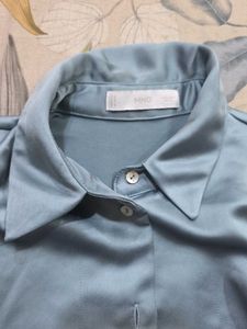 Satin Collared Button-Up Shirt