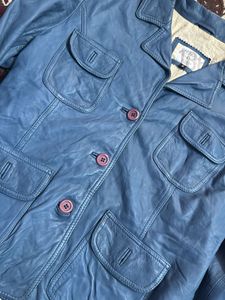 Vintage Blue Leather Jacket