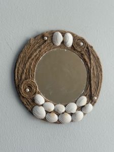 Handmade Boho Jute Seashell Mirror