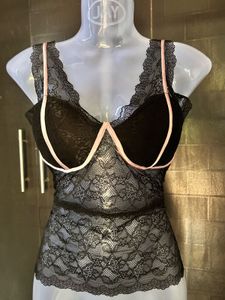 Lace Bralette with Pink Trim