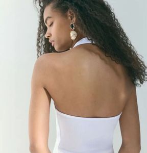 Classic White Halter Neck Tank Top