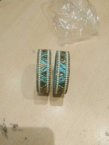Boho Chic Teal Beaded Bangles