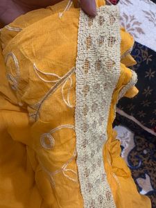 Elegant Yellow Embroidered Saree
