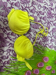Vibrant Yellow Ruched Bikini bra