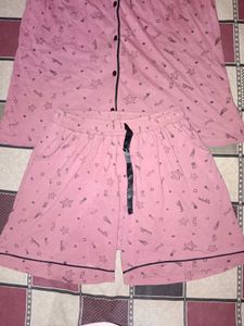 Cute Pink Star Print Nightshirt