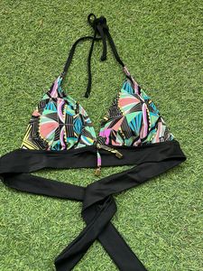 Colorful Geometric Print Bikini Top