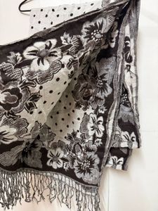 Stylish Scarf with Floral &amp; Polka Dot Print