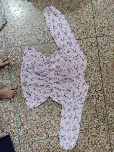 Chic Floral Print Ruched Top