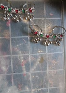 Silver Anklets with Colorful Accents