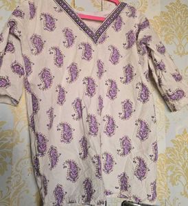 Purple Paisley Print short  Kurta