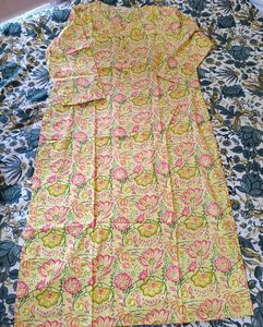 Vibrant Yellow Floral Print Kurta
