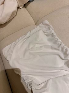bershka Chic White Strapless Ruffle Dress