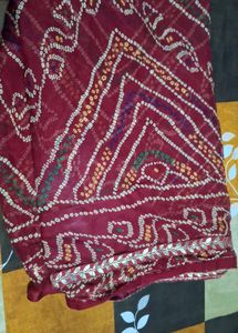 Maroon Bandhani Saree