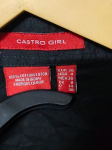 .Black Crushed Cotton Shirt