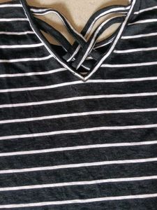 Striped Long Sleeve V-Neck Top