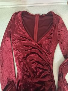 Velvet Wrap Midi Dress